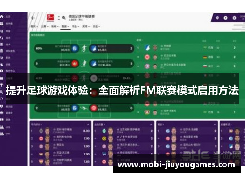 提升足球游戏体验：全面解析FM联赛模式启用方法