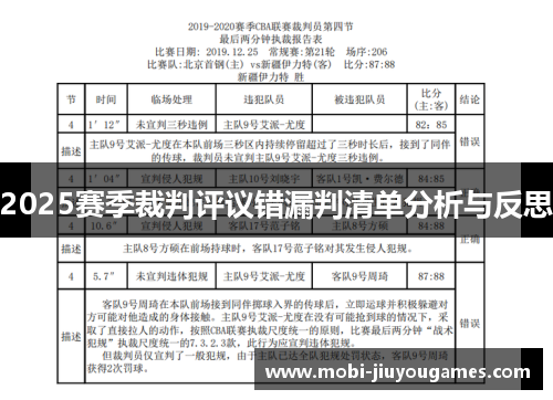 2025赛季裁判评议错漏判清单分析与反思